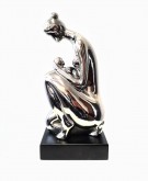 FIGURKA CERAMICZNA MOTHER AND BABY SILVER 33 CM